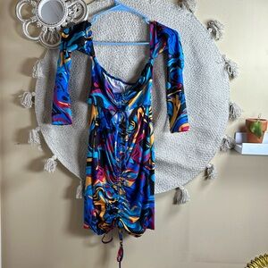 SHEIN multicolor bodycon off the shoulder dress